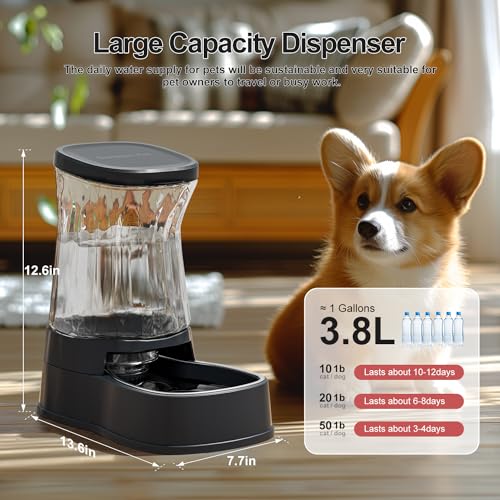 Gardner Pet Automatic Dog Water Dispenser Gravity Stainless Steel Water Waterer Feeder, 100% BPA-Free Large Capacity Water Feeding Bowls for Medium & Large-Sized Dogs Cats Other Pets -(1 Gallon) - Image 3