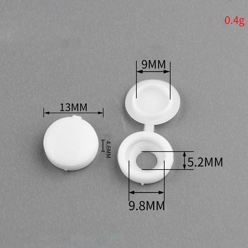 300pcs Screw Caps, Plastic Hinged Screw Cover Caps, Folding Snap Caps, for Covering Protection Furniture, Cabinets(White, Black, Grey) - Image 2