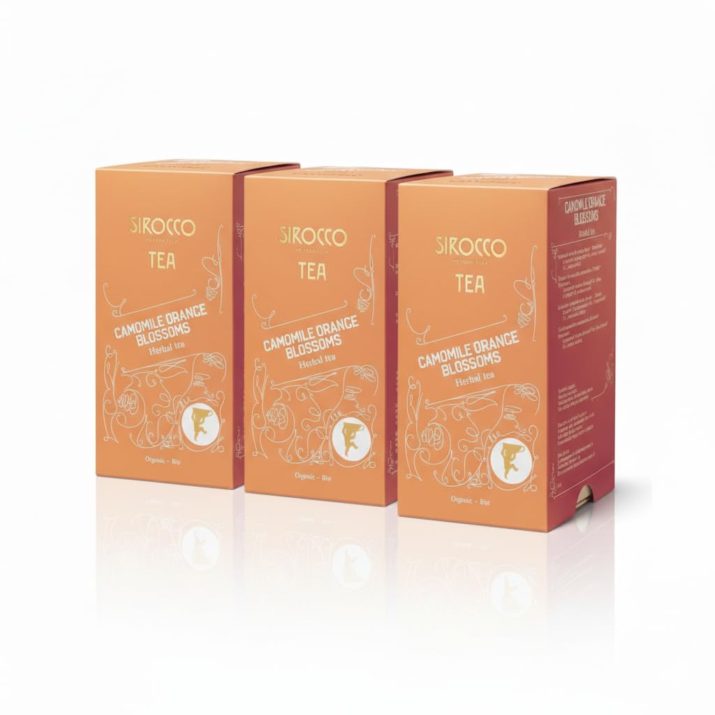 Sirocco Bio Tee | Camomile Orange Blossoms | Kamille & Orangenblüte koffeinfrei Kräutertee | 60 Sachets je 2 g (3 Packungen)