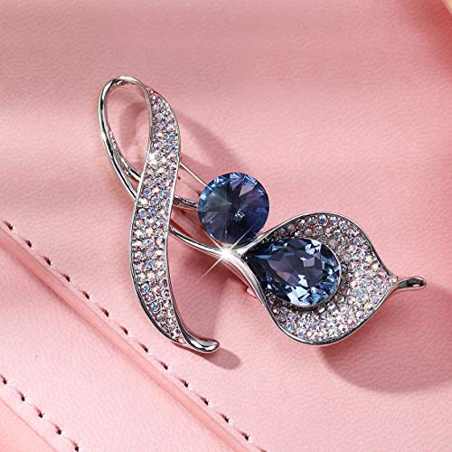 Richapex Elegant Blue Crystal Brooch Pin,Cubic Zirconia Fashion Crystal Jewelry Women's Brooch Pin #TOP4