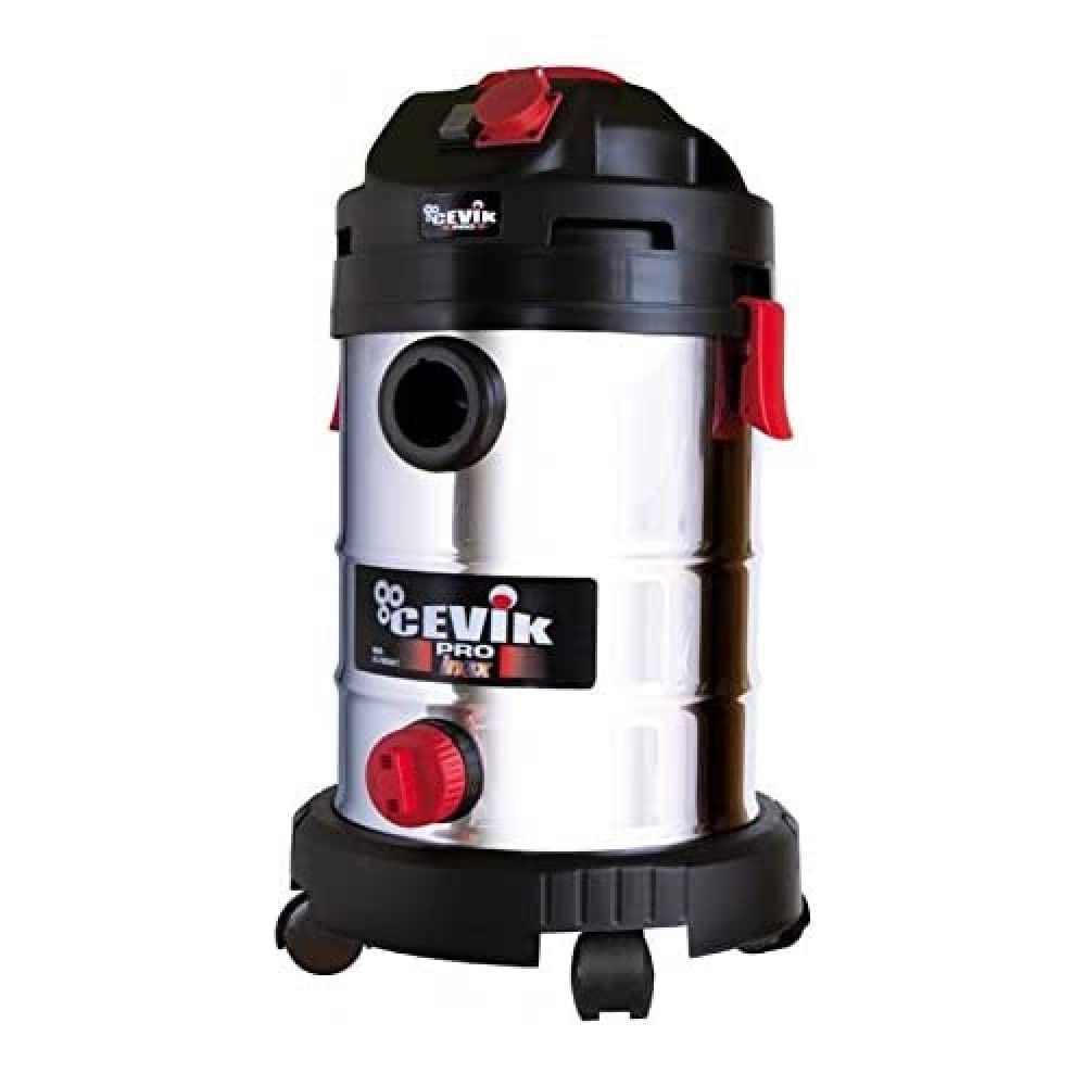 Cevik Pro CE-PRO50XT Aspiradora Industrial 1400W Inoxidable 50L Seco y Húmedo con Toma Sincronizada y Función Soplador