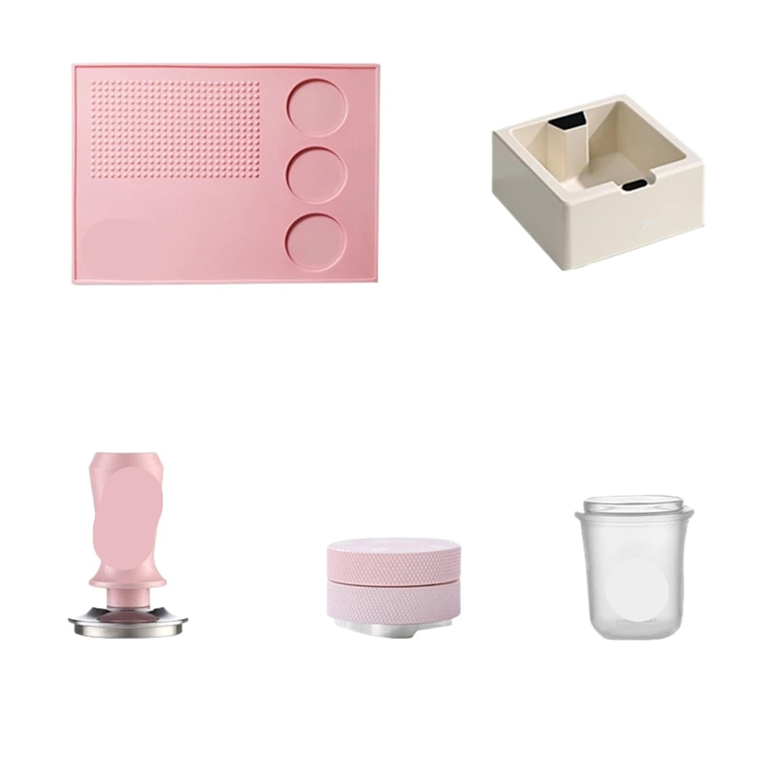 Estera De Apisonamiento Espresso Rosa para Cafetería | Soporte PVC antideslizante soporte café en polvo prensa(Pink 51mm 5pcs)