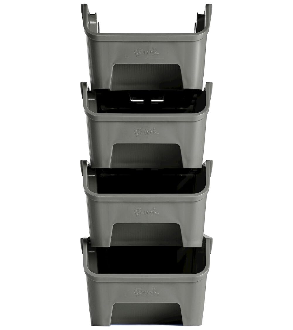 FAMI - Pack da 16 Contenitori per Scaffale RK Box Air in PP Riciclato – Cassette a Bocca di Lupo Sovrapponibili per Minuteria e Picking (141x500x142h mm)