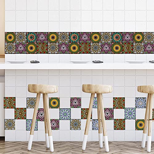 Mandala Decorative Tile Stickers Set 12 Units 6X6 Inches, Peel And Stick Self Adhesive Removable Stickers For Kitchen Backsplash ,Furniture,Staircase,Stick On Tiles #TOP5