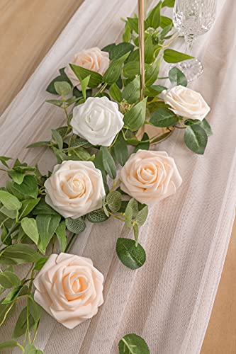 N&T NIETING Artificial Flowers, 25Pcs Fake Rose Flowers Roses for DIY Wedding Bouquets Centerpieces Bridal Shower Party Home Flower Arrangement Decorations, Series Blush Pink