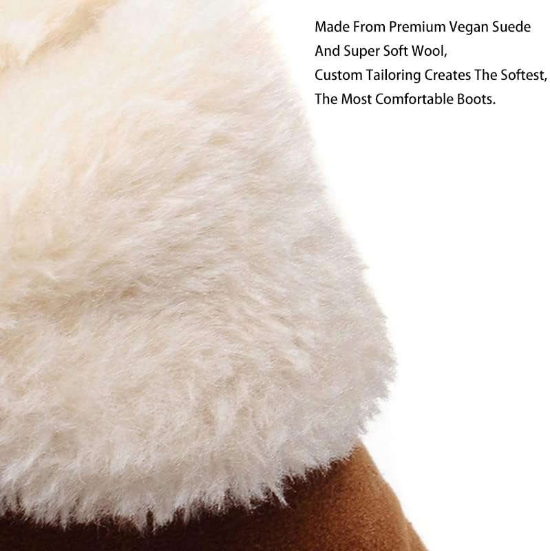Miniatura 4 de Zekear - Botas de algodón para mujer, con plataforma de gamuza y forro polar, botas cortas antideslizantes para el invierno