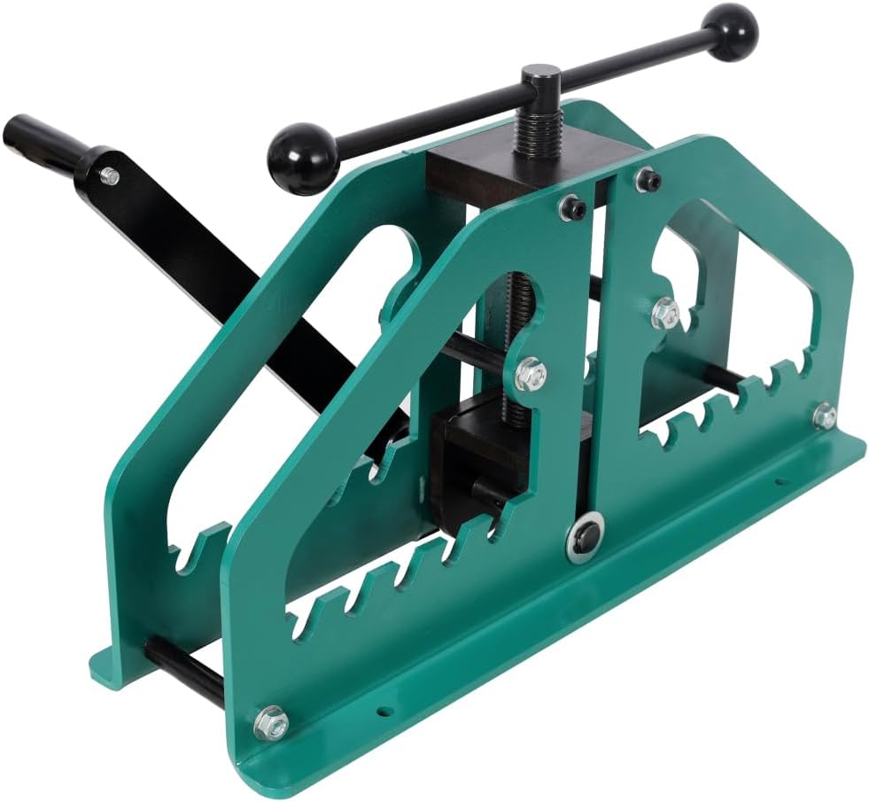 Tube Roller Bender, Manual Tube Pipe Roller up to 1-1/2 Inch, 360 Degree Metal Tubing Bender for Square Round Flat Bar Copper Aluminum Steel, Compact Precision Hand Crank Design (Green)