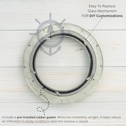 Nagina International 12" Premium Silver Lined Aluminum Nickel Plated Porthole Nautical Ship's Window | Maritime Wall Decor | Exclusive by Nagina International - Used condition - Image 7