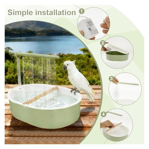 Ducha para loros con flujo de agua ajustable para evitar estrés 4