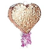 Sparkle and Bash Rose Gold Foil Pull String Heart Pinata, Ideal for Birthday Party Decorations & Supplies, Quinceanera, Valentine's Day (15.7 x 13 x 3 In, Small)