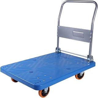 LXLAEOANG Carros de Herramientas de Transporte for Trabajo Pesado, Plataforma Plegable, Color Azul para Almacén Transporte