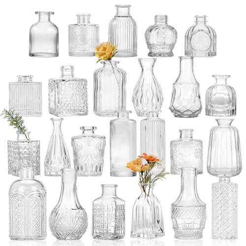 CUCUMl 24 Pack Glass Bud Vases in Bulk for Centerpieces,