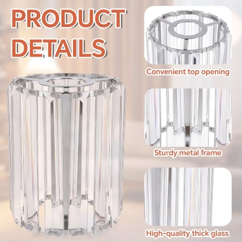 Image of Teenyyou 2 Pack Crystal Lamp Shade, 1-5 /8 inch(1.65 inch) UNO-fitter, Silver Medium