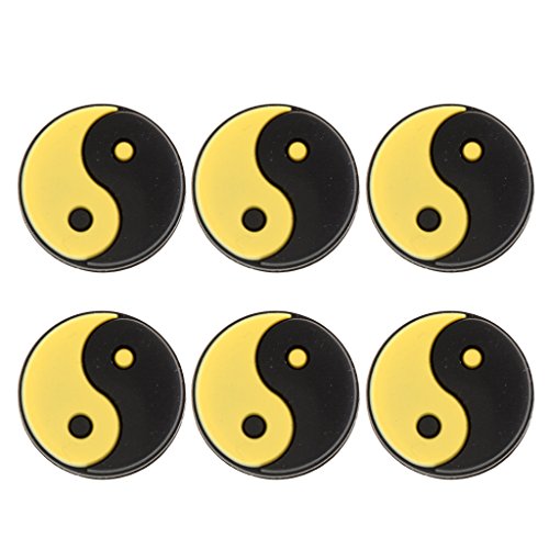 Homyl Yin e Yang Pattern Raquete de tênis Vibração - Pacote com 6 - Preto Amarelo
