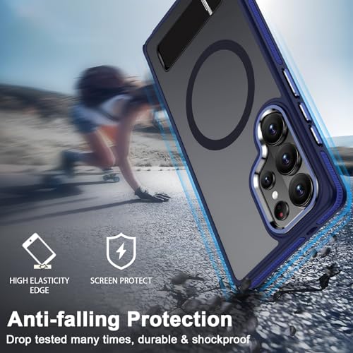 MALEWOLF Stand Case for Samsung Galaxy S26 Ultra, Translucent Matte Cover Compatible with Magsafe, Military Grade Drop Resistant, Non-Slip Phone Case for Galaxy S26 Ultra (Darkblue) by MALEWOLF - Used condition - Image 6