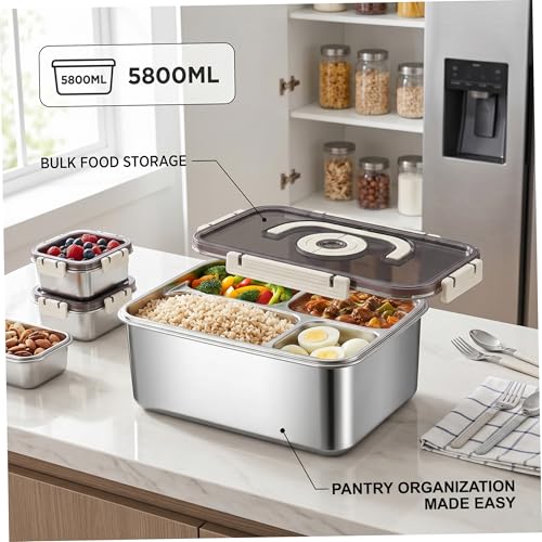 Recipiente hermético para conservar el pan apilable de acero inoxidable 5800ml 6