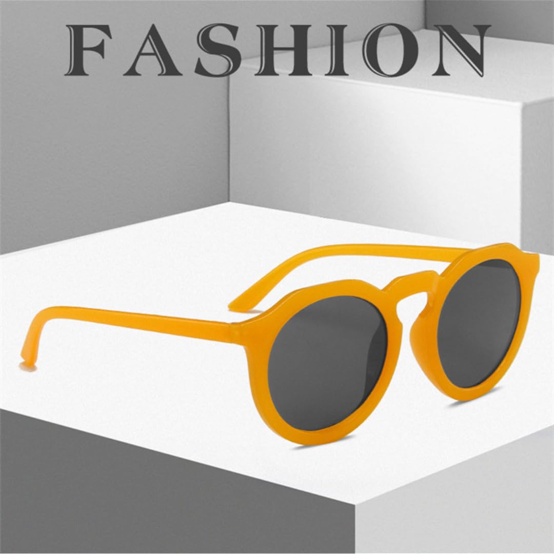 Lot de 2 lunettes de soleil rondes rétro pour femme protection UV400 style punk orange et noir.