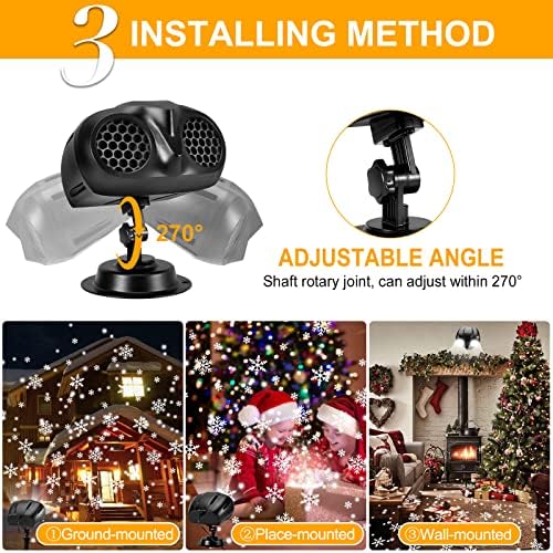 Christmas Projector Lights Outdoor Greenclick Dynamic Snowflake Projector Christmas Decorations with Remote Timer, IP65 Waterproof Snowfall Xmas Projector Lights for Wedding New Year Holiday Party