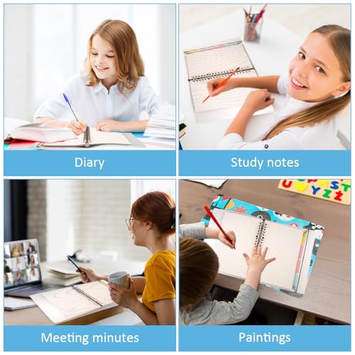 TESSTSY Notizbuch A5 Kariert Spiralblock mit 4 Farbige Trennblätter, 1 weiches Lineal, A5 Ringbuch Nachfüllbar, A 5 Spiralblock Kariert mit Register Trennblatt, für Haus Schule Büro (60 Blatt)