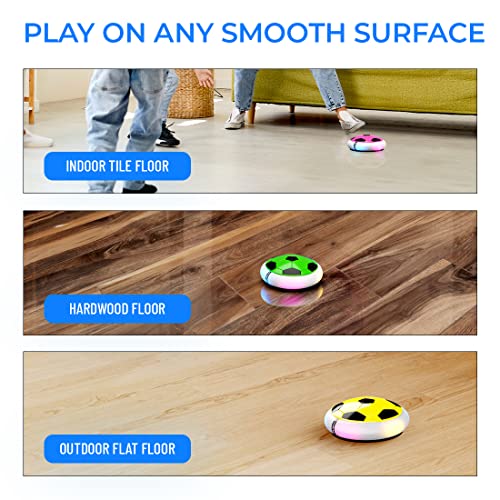 Mirana C-Type USB Rechargeable Hover Football Indoor Floating Hoverball Soccer | Air Football Neon Lite | Made in India Fun Toy Best Gift for Boys and Kids (Blue) - Image 3