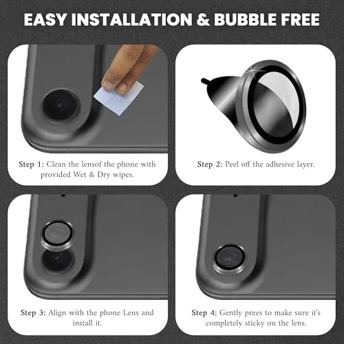 Image of ArmourPro Premium Camera Lens Protector Tempered Glass Compatible For iPhone Air Tough HD Individual Aluminum Alloy Rings 9H Camera Cover, Scratch-Resistant,Camera Lens Protection| Black