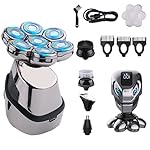 Men's Electric Shaver 5 in 1 7D Rotary Electric Shaver USB Rechargeable with Display Fast Charging Cleaning Reminder…