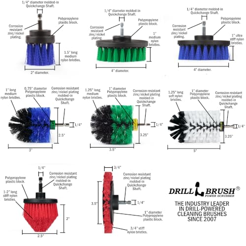 Image of Drillbrush Power Scrubber Attachments - Interior Car Detailing Kit | Car, Kitchen, Boat, and Outdoor Cleaning - Nylon Wheel Brush For Drill - Oven Cleaner Drill Brush Set - Crevice Cleaning Tool