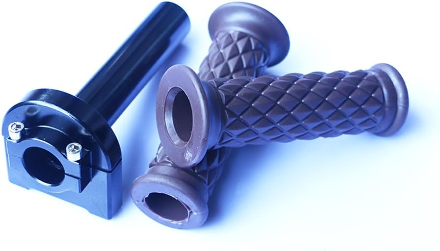 Yibid Motorcycle 7/8" Handlebar Antiskid Rubber Hand Grips and Twist Quick Throttle Tube Lever Control for 22MM Suzuki Kawasaki Ducati BMW Motorcross Scooter Custom Sport Street Bike (Dark brown)