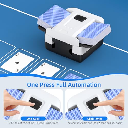 Image of Automatic Card Shuffler 1-2 Decks, Rechargeable Electric Card Dealer Machine, Low Noise Portable Shuffler for UNO, Poker, Blackjack, Skip-Bo, Phase 10
