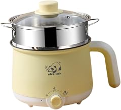 Generic Electric Cooking Pot Raman Cooker Stainless Steel Mini Travel Cooker Portable Cooking Pot for Dumpling Steak Soup Fry Oatmeal, steel steamer