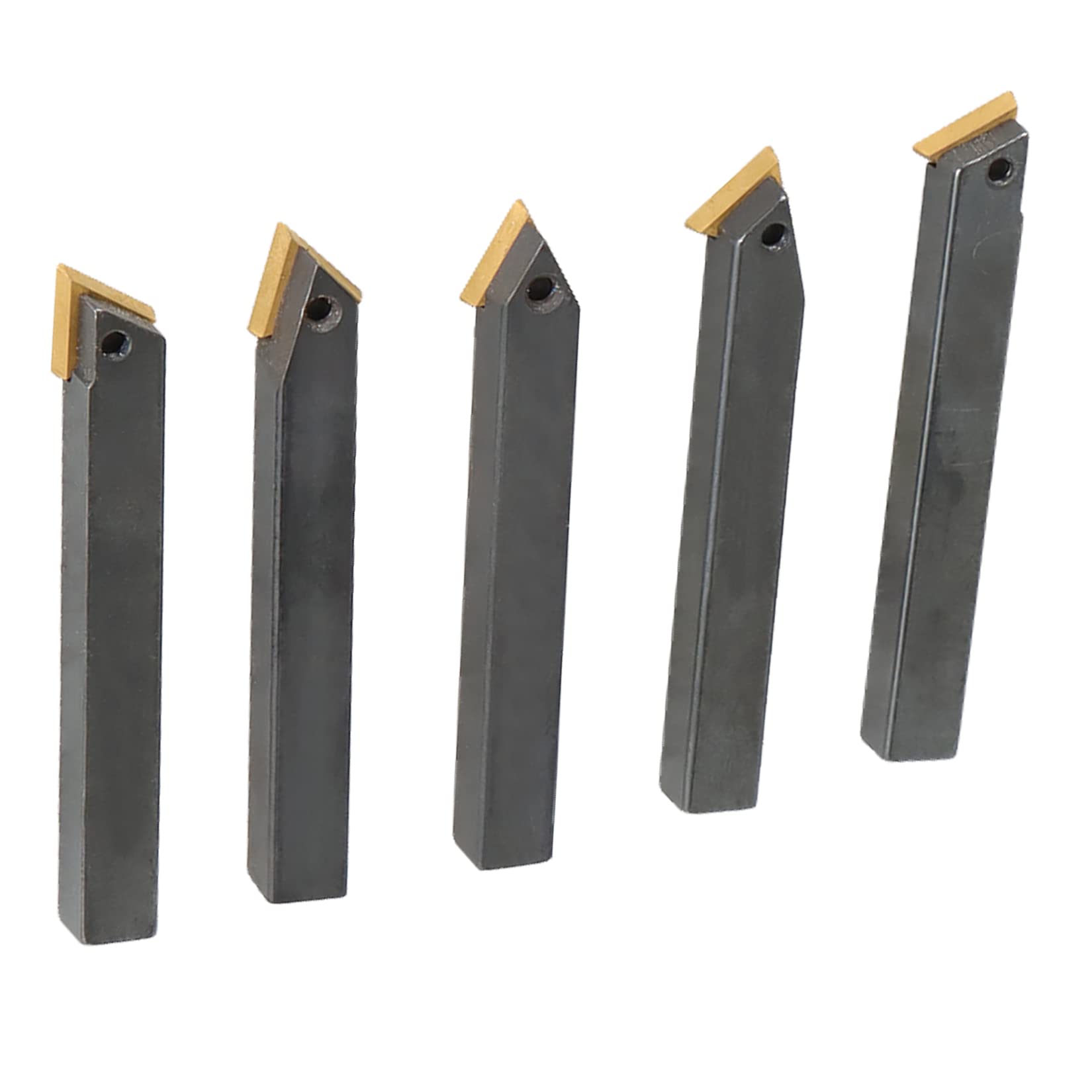 Set di 5 portautensili indicizzabili per tornio con gambo da 1/4", utensili per tornio in metallo duro CNC adatti per operazioni di finitura, tornitura di fori interni, alesatura, foratura, ecc.