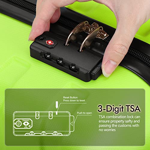 Image of AnyZip Luggage PC ABS Hardside Lightweight Suitcase with 4 Universal Wheels TSA Lock 20 24 28 Inch, Apple Green, 24 inch Checked-Medium