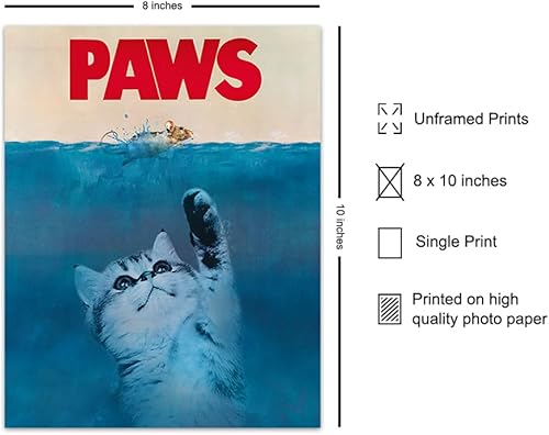 Miniatura 2 de Cat Mouse Wall Art & Decor - Cat Lover Gifts for Men Women - Cute Cat - Funny Wall Decor Poster - Cat Decorations for Bedroom, Family Room Living