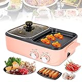 Kaichenyt Hot Pot with Grill, Electric Hot Pot and Frying Pan, Shabu Shabu Pot with Grill, 2 in 1...