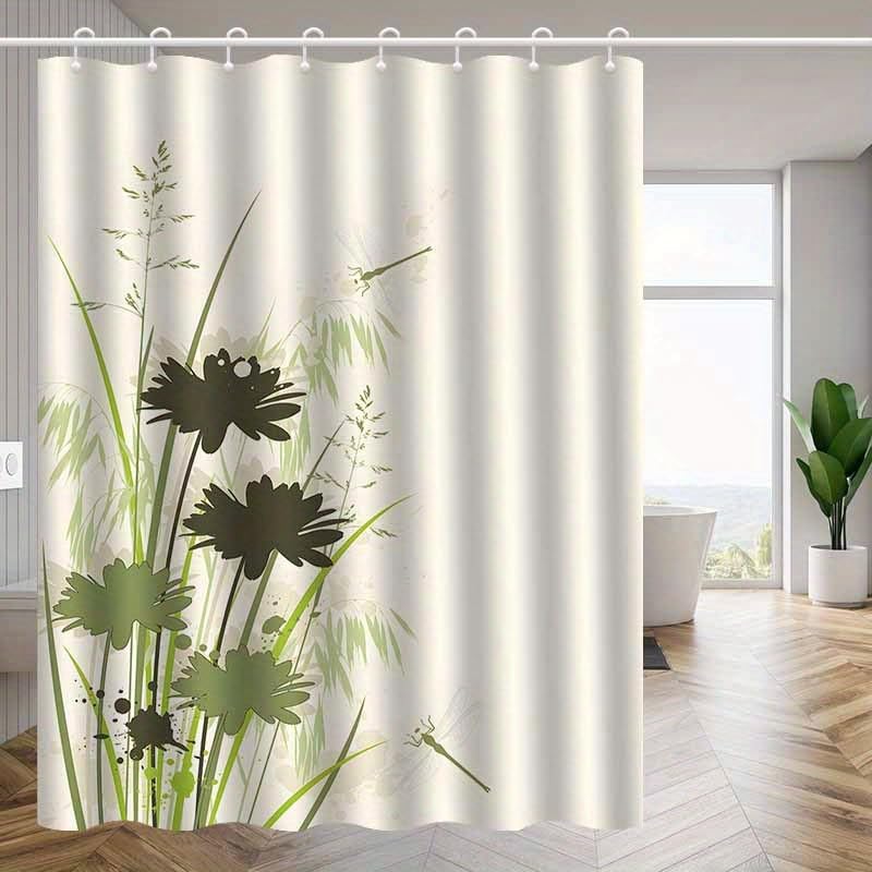 Rideau de douche libellule haut de gamme, pare-baignoire design floral moderne 130x190
