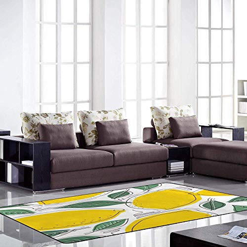 Tapis de sol antidérapant intérieur lavable grand format motif citrons - 4