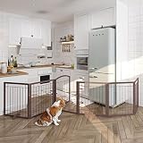 Foldable Free Standing Pet Dog gate 30 Inch for House Doorway Stairs IndoorMetal Dog Fence 6 Panels