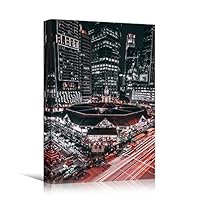 Canvas Wall Art City Lightscape Cityscape Colorful Modern Multicolor Neon Photography Places - 12x18 inches