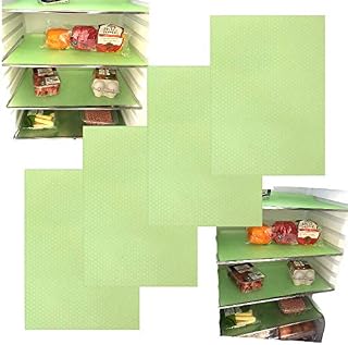 Fridge Liners Drawer Mats Blue Pink Green White Clear Reusable 45x29cm (Green (4 pk))