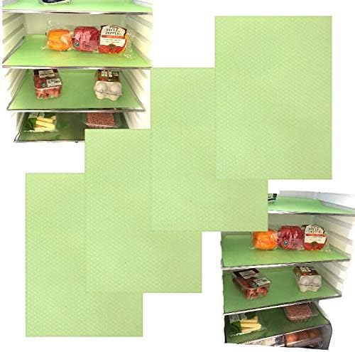 Fridge Liners Drawer Mats Blue Pink Green White Clear Reusable 45x29cm (Green (4 pk))
