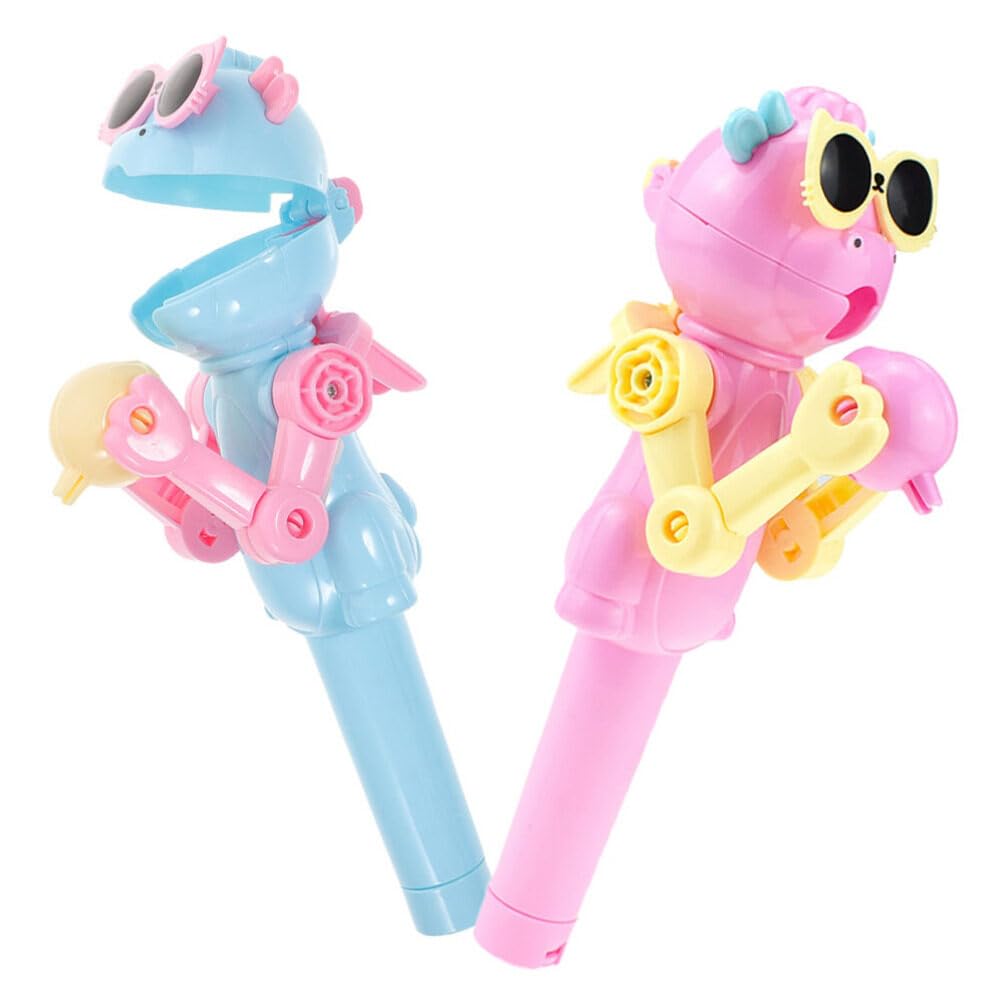 UPKOCH Lollipop Case, 2pcs Creative Lollipop Robot Holder, Novelty Robot Toy Creative Design Eat Lollipop, Dinosaur Shape Lollipop Holder for Kids Children