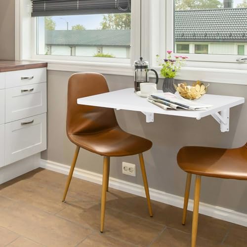 uyoyous Mesa plegable de pared de madera, 60 x 40 cm, mesa plegable de pared, ahorra espacio, mesa flotante para cocina, muebles para niños, mesa para ordenador portátil, mesa de comedor - imagen 6