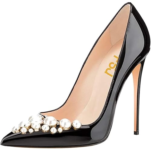 FSJ Women Formal Pointed Toe Pumps High Heel Sexy Stilettos Slip On Office Cute Evening Dress Shoes Size 4-15 US