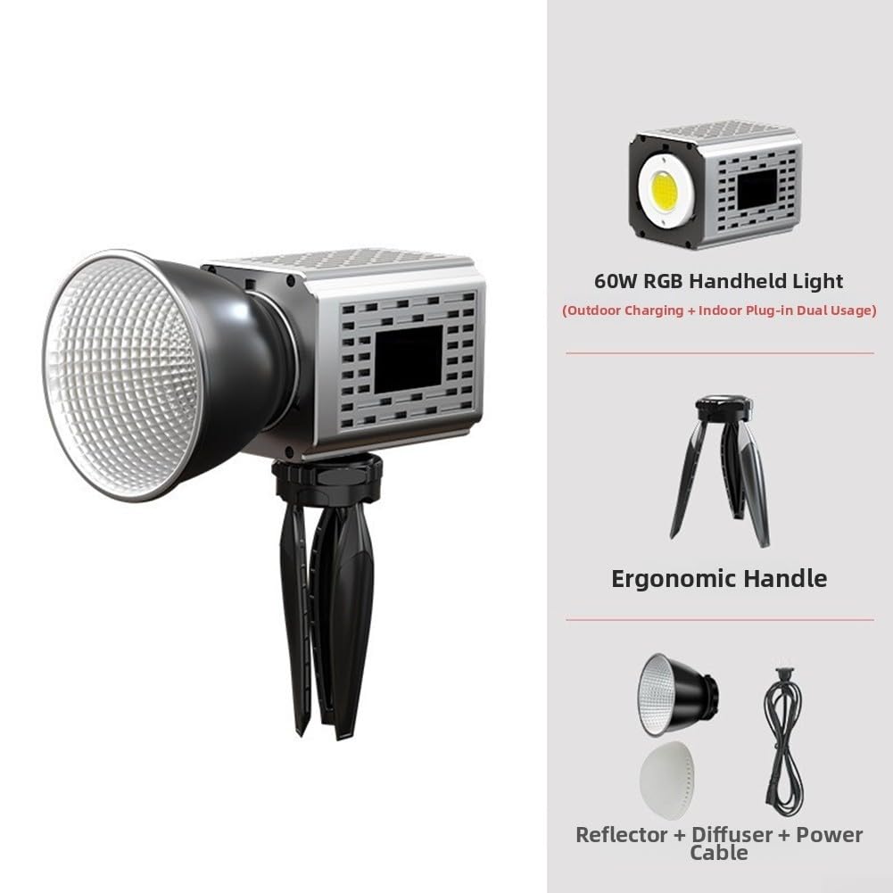 60W COB Fotografia Luce Softbox Riflettore Portatile (nero) | Softbox e riflettore inclusi, regolabile per modalità di illuminazione, per una robusta struttura in plastica