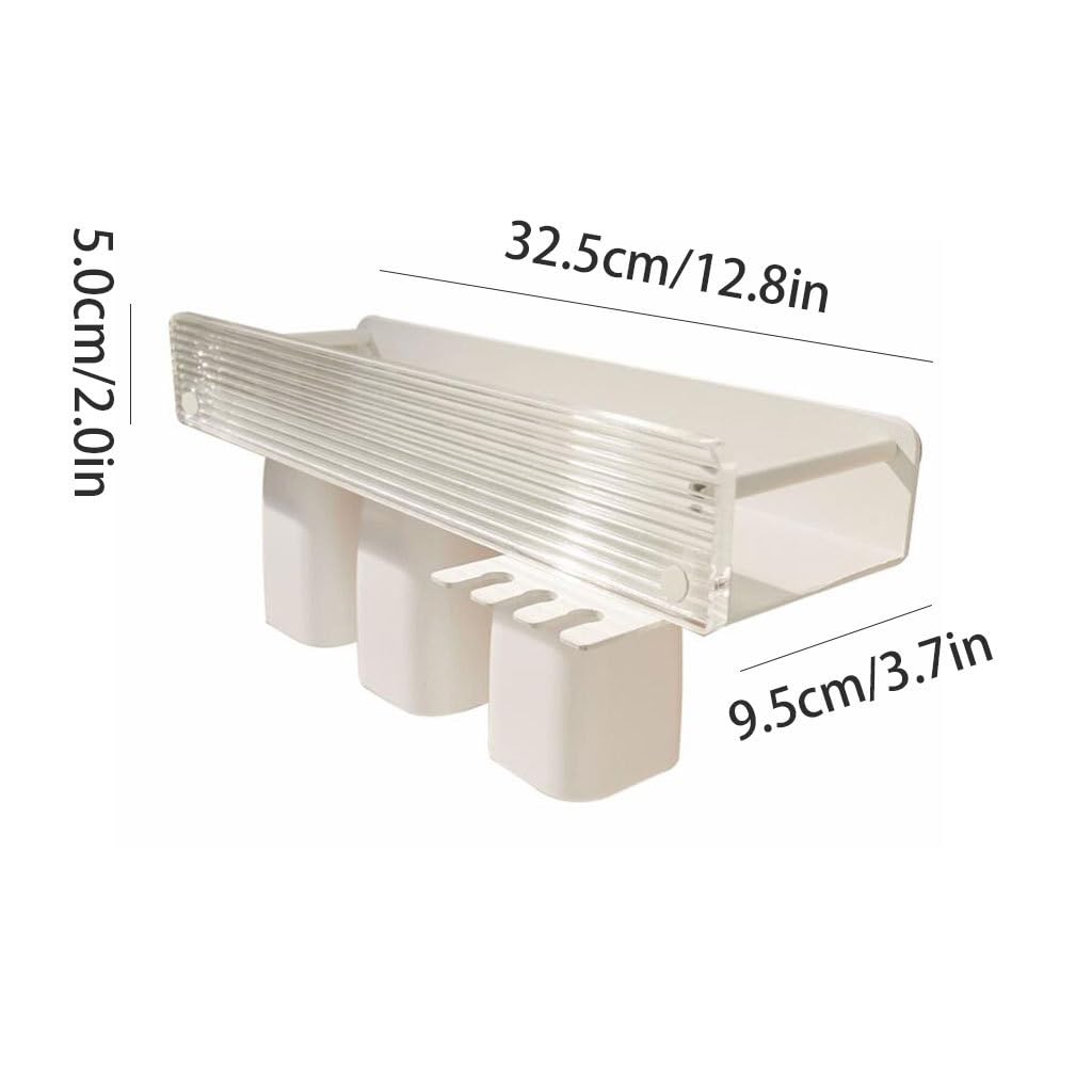 Conveniente Juego de Soporte para cepillos de Dientes Blanco montado en la Pared, Soporte Organizador de plástico, Estante de Almacenamiento de Vasos de Dientes de Gran Capacidad Práctico