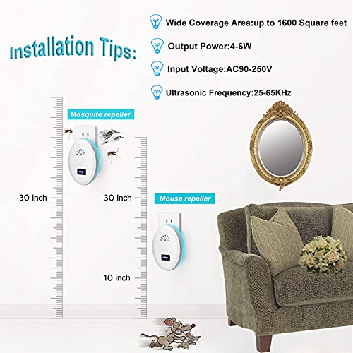 Ultrasonic Pest Repeller,4 Pack Upgraded Mouse Repellent,Electronic Pest Repellent Ultrasonic Plug in,Mouse Traps Indoor for Home,Warehouse,Kitchen,Spider Repellent for House Indoor - Thumbnail 6