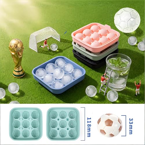 Molde de silicona para cubos de hielo 3D balón de fútbol miniatura 2