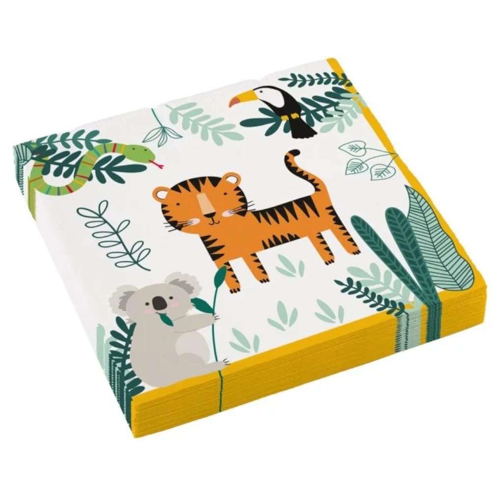 Amscan 9909348 - Get Wild Animals Kids Birthday Party Luncheon Napkins - 16 Pack