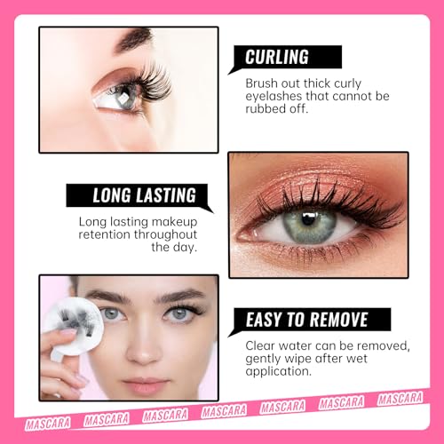 Mascara Volume Mascara Brown-Volumising and Lengthening Long-lasting Smooth Waterproof Smudge-proof Conditioning Lashes, Long False Lash Effect Mascara Volumising Fragrance Free Eye Makeup - Image 7