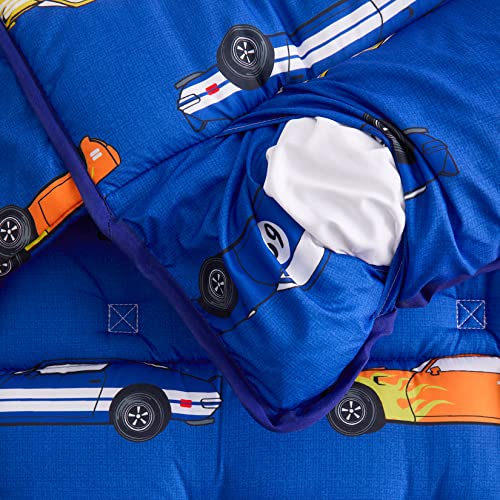 Wake In Cloud - Nap Mat With Removable Pillow For Kids Toddler Boys Girls Daycare Preschool Kindergarten Sleeping Bag, Sports Race Cars Supercars On Blue, 100% Soft Microfiber #TOP2